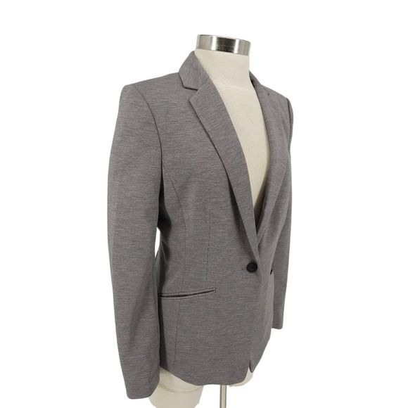 H&M Blazer Gray Long Sleeve 1 Button Lined Lightweight Career Jacket - Picture 2 of 8